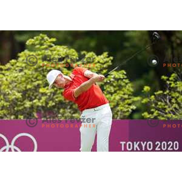 plays in the third round of the Olympic Golf tournament at Kasumigaseki Country Club at Tokyo 2020 Summer Olympic Games, Japan on July 31, 2021 