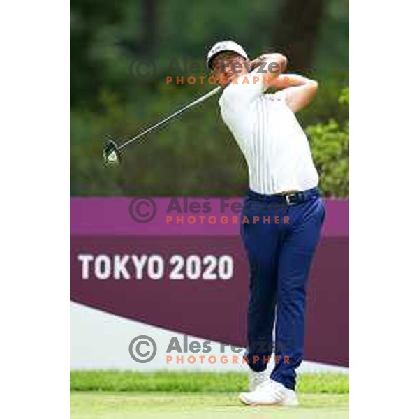 plays in the third round of the Olympic Golf tournament at Kasumigaseki Country Club at Tokyo 2020 Summer Olympic Games, Japan on July 31, 2021 