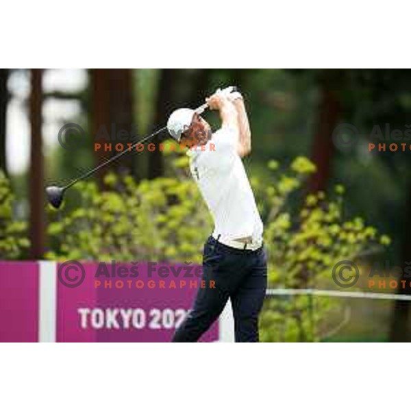 Viktor Hovland (NOR) plays in the third round of the Olympic Golf tournament at Kasumigaseki Country Club at Tokyo 2020 Summer Olympic Games, Japan on July 31, 2021