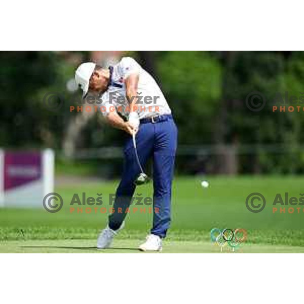 plays in the third round of the Olympic Golf tournament at Kasumigaseki Country Club at Tokyo 2020 Summer Olympic Games, Japan on July 31, 2021 