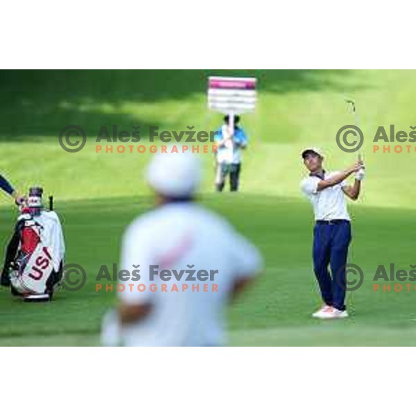plays in the third round of the Olympic Golf tournament at Kasumigaseki Country Club at Tokyo 2020 Summer Olympic Games, Japan on July 31, 2021 