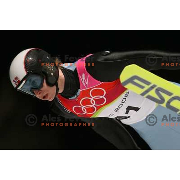 Lars Bystoel (NOR) Olympic champion at 90 m individual ski jumping event in Pragelato at Torino 2006 Winter Olympic games, Italy on February 12, 2006