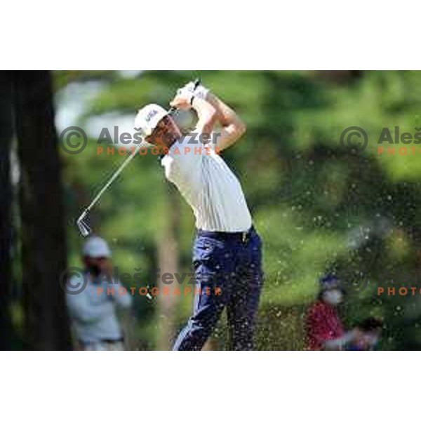 Justin Thomas (USA) plays in the third round of the Olympic Golf tournament at Kasumigaseki Country Club at Tokyo 2020 Summer Olympic Games, Japan on July 31, 2021