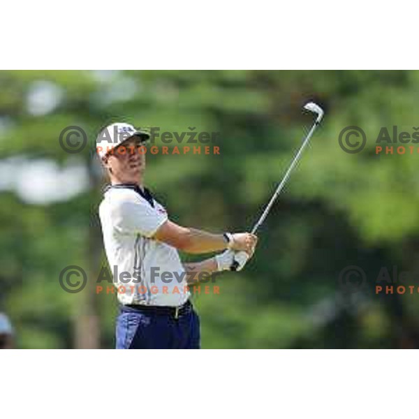 Justin Thomas (USA) plays in the third round of the Olympic Golf tournament at Kasumigaseki Country Club at Tokyo 2020 Summer Olympic Games, Japan on July 31, 2021