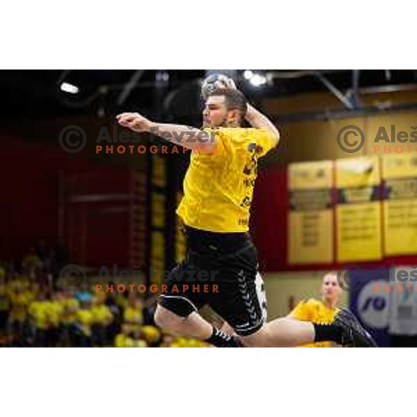 Branko Predovic in action during 1.NLB league handball match between Gorenje Velenje and Trimo Trebnje in Velenje, Slovenia on May 14, 2023