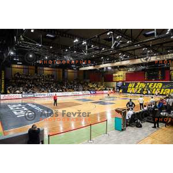 in action during 1.NLB league handball match between Gorenje Velenje and Trimo Trebnje in Velenje, Slovenia on May 14, 2023