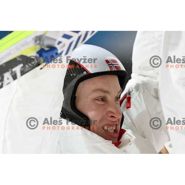 Lars Bystoel (NOR) Olympic champion at 90 m individual ski jumping event in Pragelato at Torino 2006 Winter Olympic games, Italy on February 12, 2006