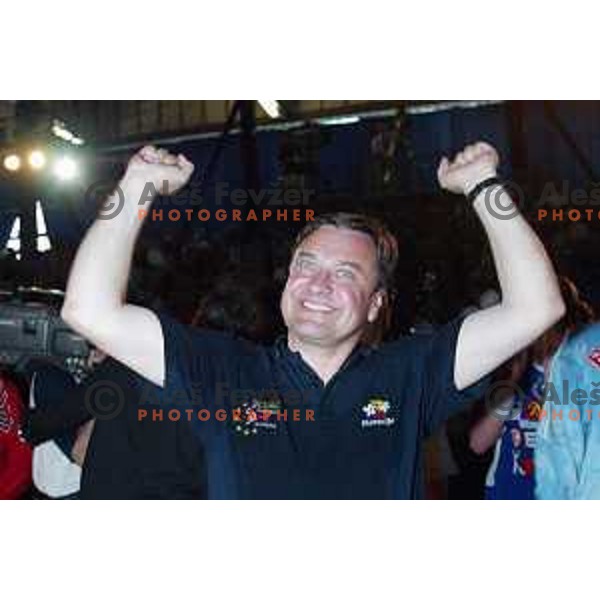 Zoran Jankovic during The Final of EHF Champions League Women 2002-2003 between Krim ETA Neutro Roberts (SLO) and L\'Eliana Valencia (ESP) in Kodeljevo Hall, Ljubljana, Slovenia on May 17, 2003