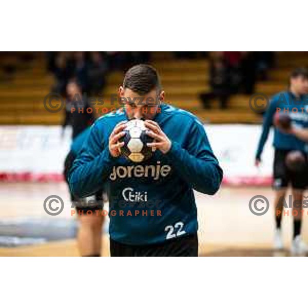 David Kovacic before 1.NLB league handball match between Gorenje Velenje and Trimo Trebnje in Velenje, Slovenia on May 14, 2023