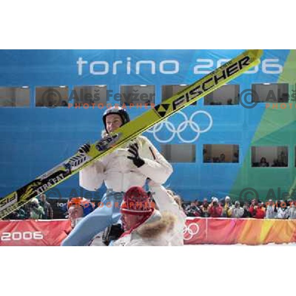 Lars Bystoel (NOR) Olympic champion at 90 m individual ski jumping event in Pragelato at Torino 2006 Winter Olympic games, Italy on February 12, 2006
