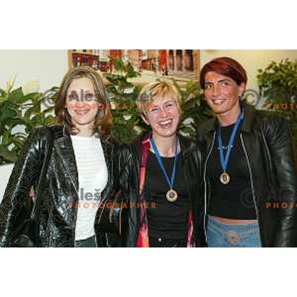 of Krim Eta Neutro Roberts at he party after winning EHF Champions League Women 2002-2003 title in Ljubljana, Slovenia on May 17, 2003
