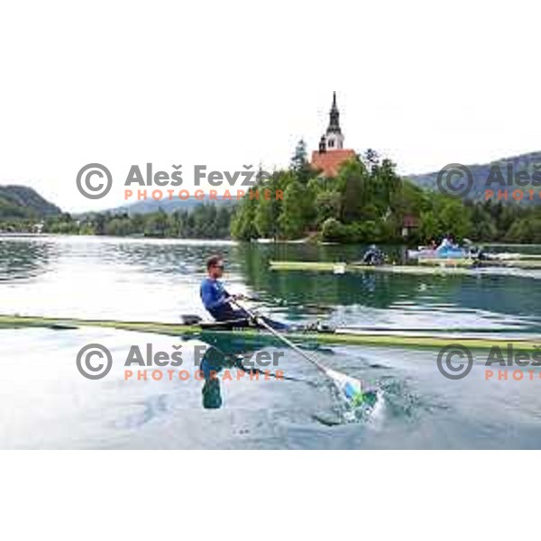 Rajko Hrvat during Slovenia Rowing team practice on Lake Bled, Slovenia on May 18, 2023