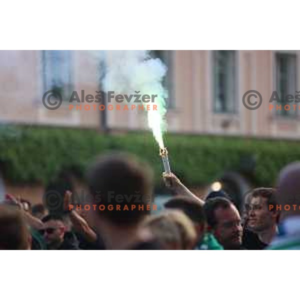during championship celebration of Olimpija in Kongresni trg, Ljubljana, Slovenia on May 20, 2023. Foto: Filip Barbalić