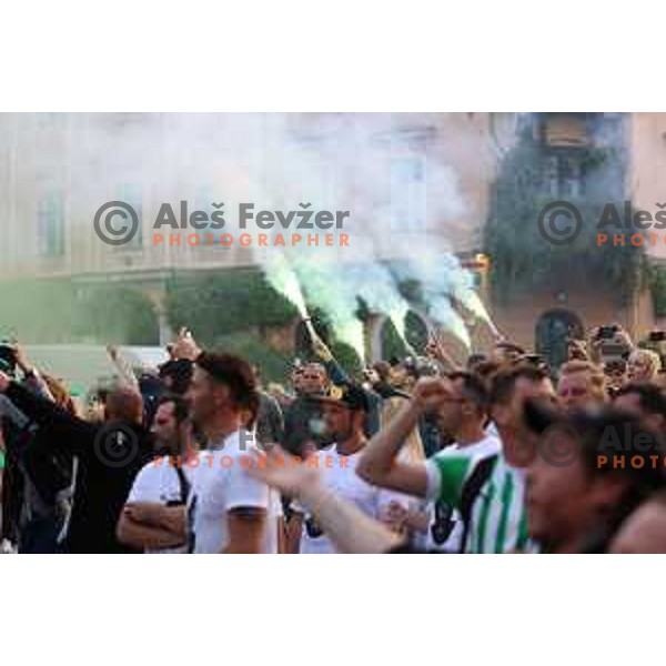 Fans during championship celebration of Olimpija in Kongresni trg, Ljubljana, Slovenia on May 20, 2023. Foto: Filip Barbalic