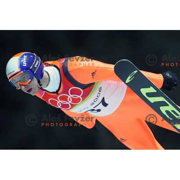 Robert Kranjec of Slovenia at 90 m individual ski jumping event in Pragelato at Torino 2006 Winter Olympic games, Italy on February 12, 2006