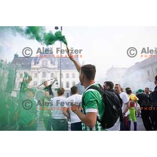 Fans during championship celebration of Olimpija in Kongresni trg, Ljubljana, Slovenia on May 20, 2023. Foto: Filip Barbalic