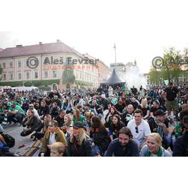 Fans during championship celebration of Olimpija in Kongresni trg, Ljubljana, Slovenia on May 20, 2023. Foto: Filip Barbalic