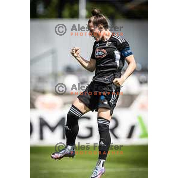 Spela Kolbl celebrating during Women’s First League football match between ZNK Mura Nona and ZNK Olimpija in Fazanerija, Murska Sobota, Slovenia on May 21, 2023. Photo: Jure Banfi