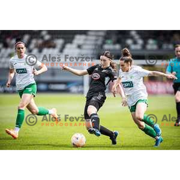 in action during Women’s First League football match between ZNK Mura Nona and ZNK Olimpija in Fazanerija, Murska Sobota, Slovenia on May 21, 2023. Photo: Jure Banfi