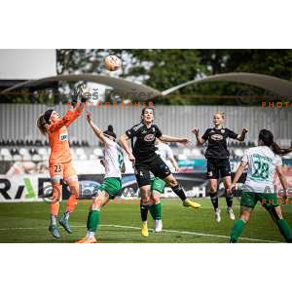 in action during Women’s First League football match between ZNK Mura Nona and ZNK Olimpija in Fazanerija, Murska Sobota, Slovenia on May 21, 2023. Photo: Jure Banfi