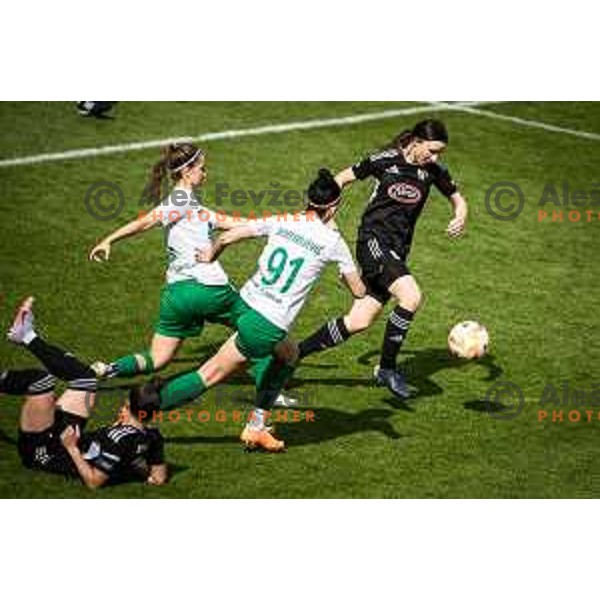 in action during Women’s First League football match between ZNK Mura Nona and ZNK Olimpija in Fazanerija, Murska Sobota, Slovenia on May 21, 2023. Photo: Jure Banfi