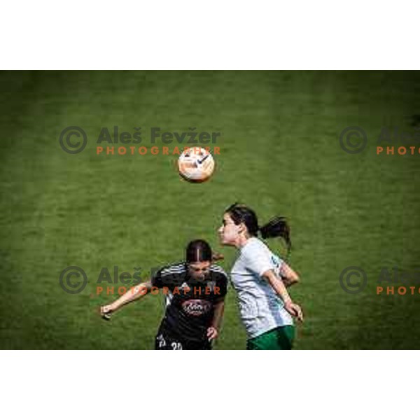 in action during Women’s First League football match between ZNK Mura Nona and ZNK Olimpija in Fazanerija, Murska Sobota, Slovenia on May 21, 2023. Photo: Jure Banfi