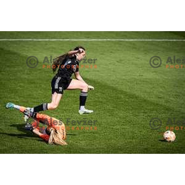 in action during Women’s First League football match between ZNK Mura Nona and ZNK Olimpija in Fazanerija, Murska Sobota, Slovenia on May 21, 2023. Photo: Jure Banfi