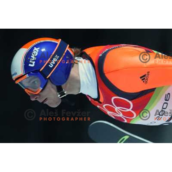 Robert Kranjec of Slovenia at 90 m individual ski jumping event in Pragelato at Torino 2006 Winter Olympic games, Italy on February 12, 2006