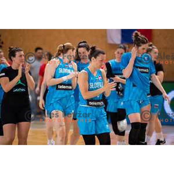 in action during a friendly basketball match on Rakete Tour between Slovenia and Croatia in Podcetrtek, Slovenia on May 23, 2023