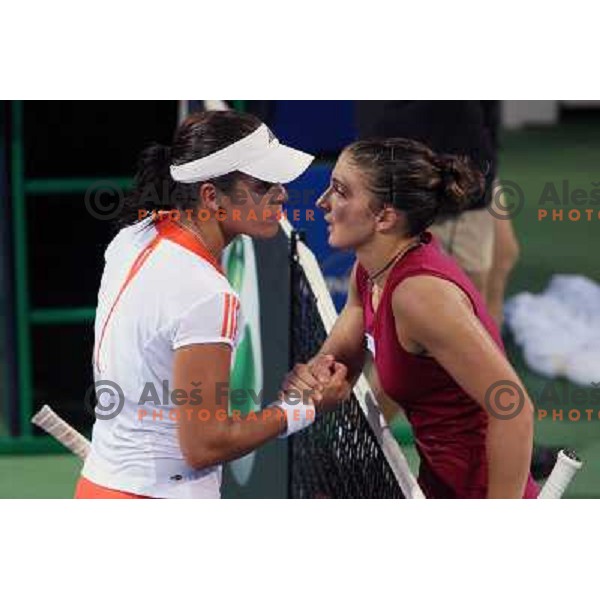 Runner-up Anabel Medina Garrigues (ESP) and Sara Errani (ITA),winner of Banka Koper Slovenia Open WTA tennis tournament, Portoroz, 27.7.2008. Errani won 6:3, 6:3 in 98 minutes. Photo by Ales Fevzer 