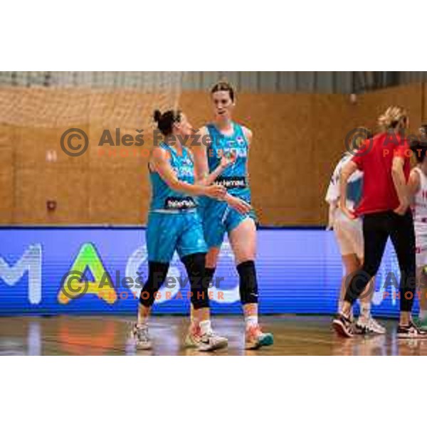 in action during a friendly basketball match on Rakete Tour between Slovenia and Croatia in Podcetrtek, Slovenia on May 23, 2023