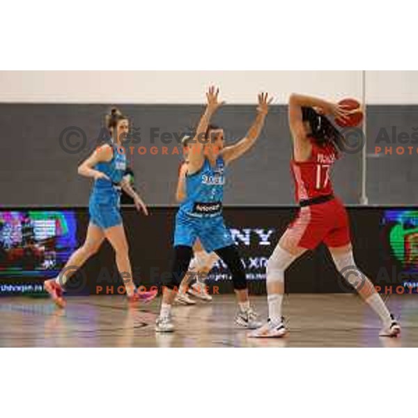in action during a friendly basketball match on Rakete Tour between Slovenia and Croatia in Menges, Slovenia on May 24, 2023