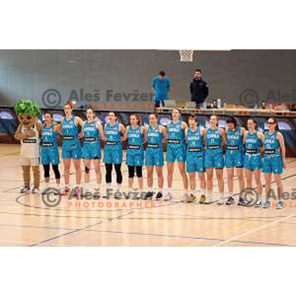 in action during a friendly basketball match on Rakete Tour between Slovenia and Croatia in Menges, Slovenia on May 24, 2023