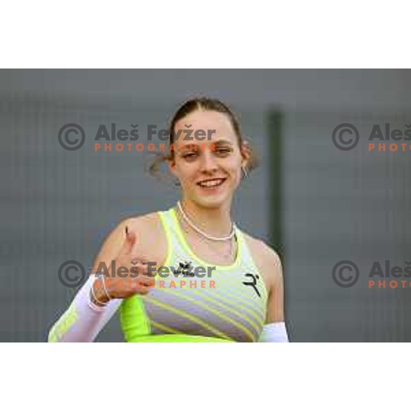 Lucija Potnik, winner of Women\'s Sprint 100 meters at International Track and Field Meeting in Slovenska Bistrica, Slovenia on May 27, 2023