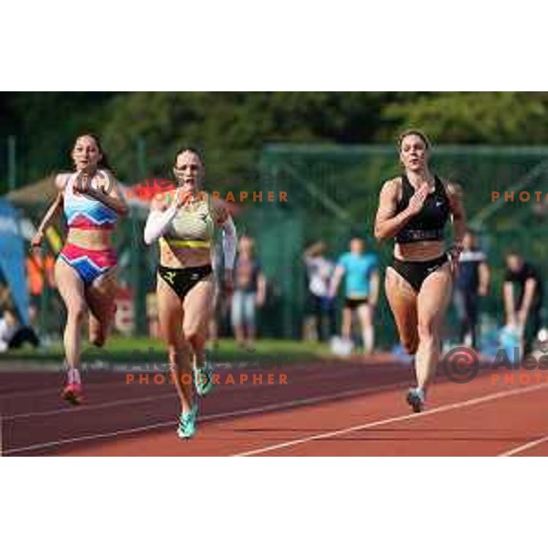 Lucija Potnik, winner of Women\'s Sprint 100 meters at International Track and Field Meeting in Slovenska Bistrica, Slovenia on May 27, 2023