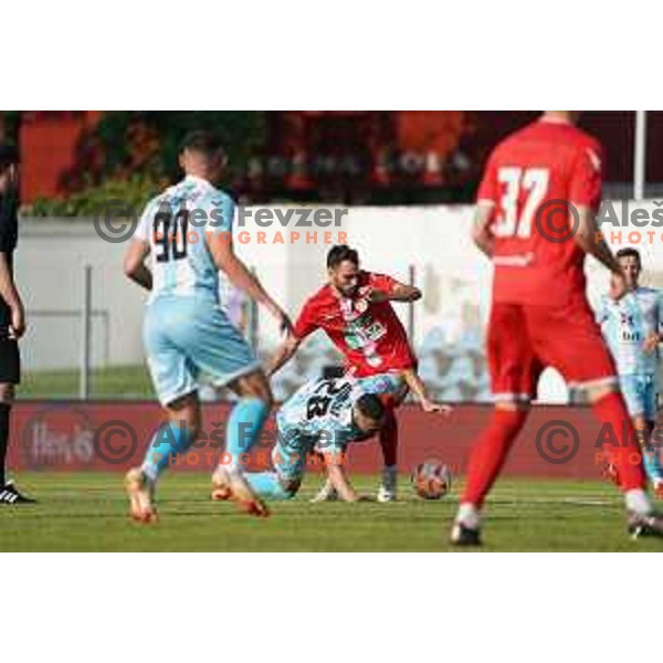 in action during Prva Liga Telemach play-off football match between Gorica and Aluminij in Nova Gorica on May 28, 2023