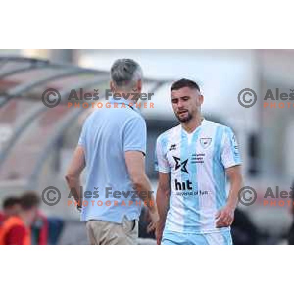 in action during Prva Liga Telemach play-off football match between Gorica and Aluminij in Nova Gorica on May 28, 2023
