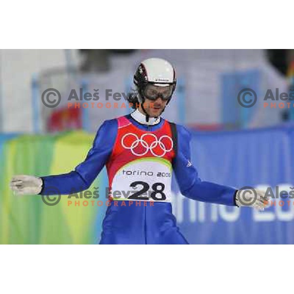 Primoz Peterka (SLO) at 90 m individual ski jumping event in Pragelato at Torino 2006 Winter Olympic games, Italy on February 12, 2006