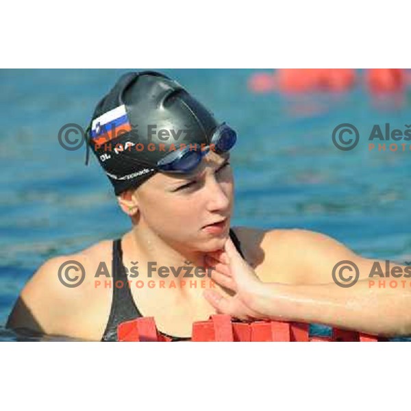 Teja Zupan ,member of the slovenian Olympic swimming team, at team practice session , Kodeljevo, Ljubljana , 28.07.2008 