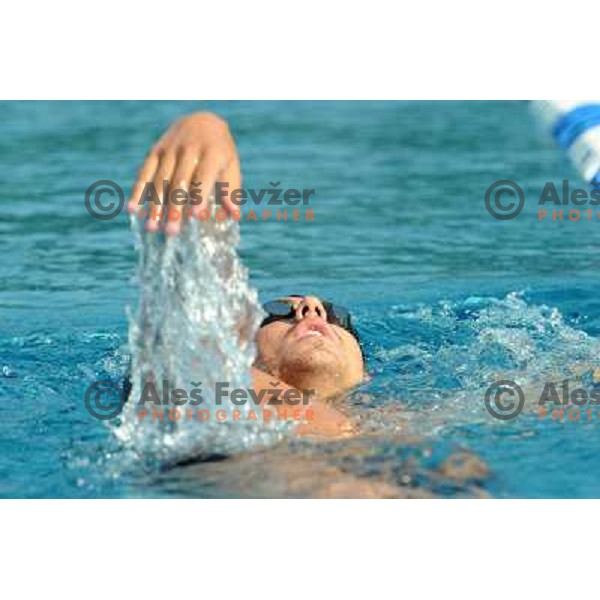 Damir Dugonjic ,member of the slovenian Olympic swimming team, at team practice session , Kodeljevo, Ljubljana , 28.07.2008 