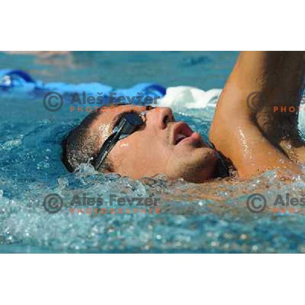 Damir Dugonjic ,member of the slovenian Olympic swimming team, at team practice session , Kodeljevo, Ljubljana , 28.07.2008 