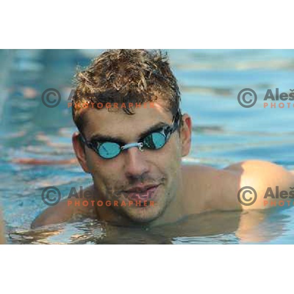 Damir Dugonjic ,member of the slovenian Olympic swimming team, at team practice session , Kodeljevo, Ljubljana , 28.07.2008 