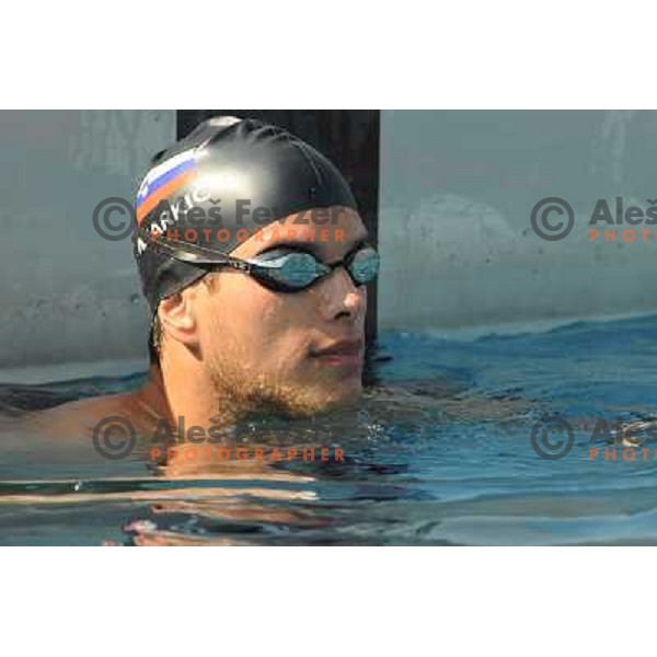 Matjaz Markic ,member of the slovenian Olympic swimming team, at team practice session , Kodeljevo, Ljubljana , 28.07.2008 