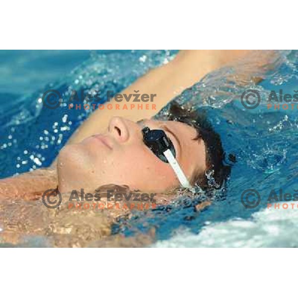 Jernej Godec ,member of the slovenian Olympic swimming team, at team practice session , Kodeljevo, Ljubljana , 28.07.2008 