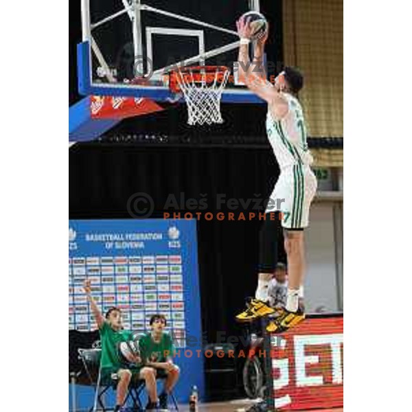 Karlo Matkovic in action during the fourth game of The Final of Nova KBM league between Cedevita Olimpija and Helios Suns in Hala Tivoli, Ljubljana, Slovenia on June 10, 2023