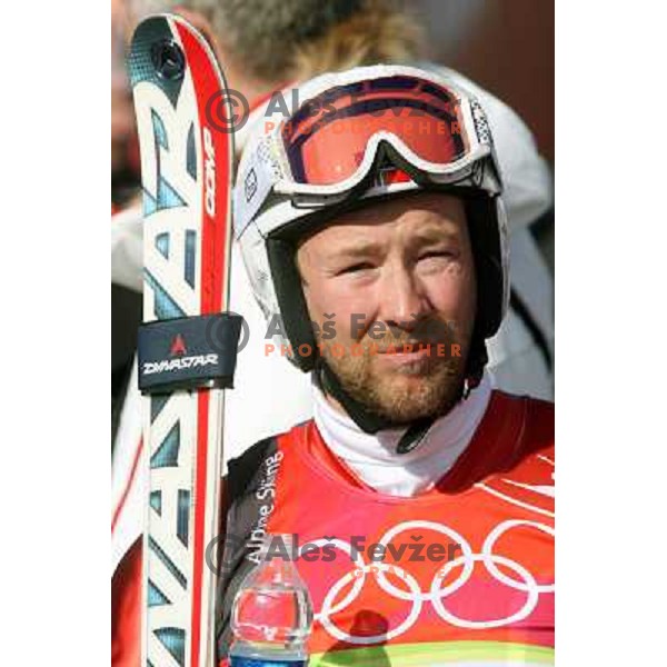 in the finish line of 2006 Torino Winter Olympic games men\'s downhill race in Borgata, Sestriere on February 12, 2006