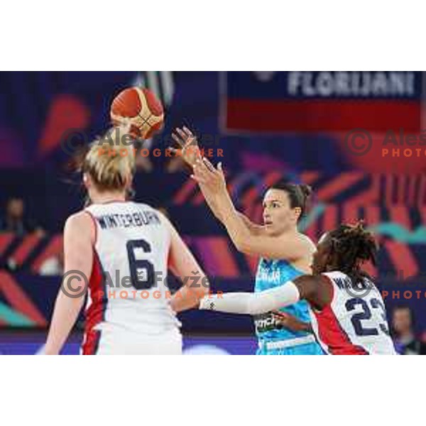 Teja Oblak in action during the Women’s Eurobasket 2023 Preliminary round match between Great Britain and Slovenia in Ljubljana, Slovenia on June 15, 2023