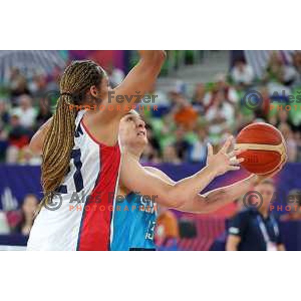 Zala Friskovec of Slovenia in action during the Women’s Eurobasket 2023 Preliminary round match between Great Britain and Slovenia in Ljubljana, Slovenia on June 15, 2023