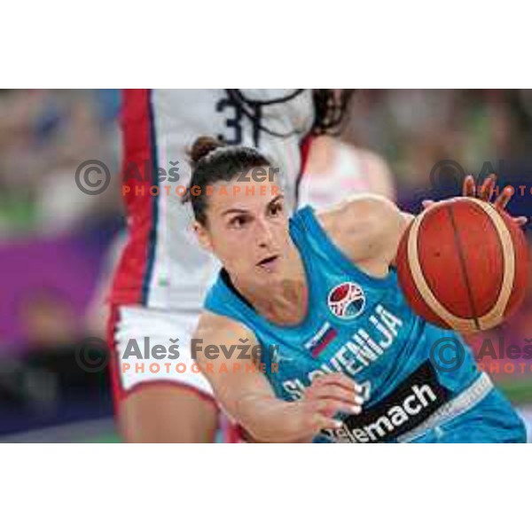 Teja Oblak in action during the Women’s Eurobasket 2023 Preliminary round match between Great Britain and Slovenia in Ljubljana, Slovenia on June 15, 2023