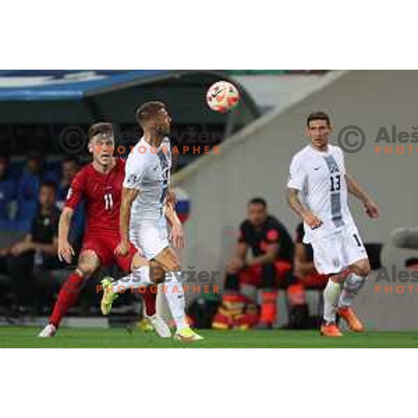 in action during UEFA Euro Qualifiers between Slovenia and Denmark in Ljubljana, Slovenia on June 19, 2023